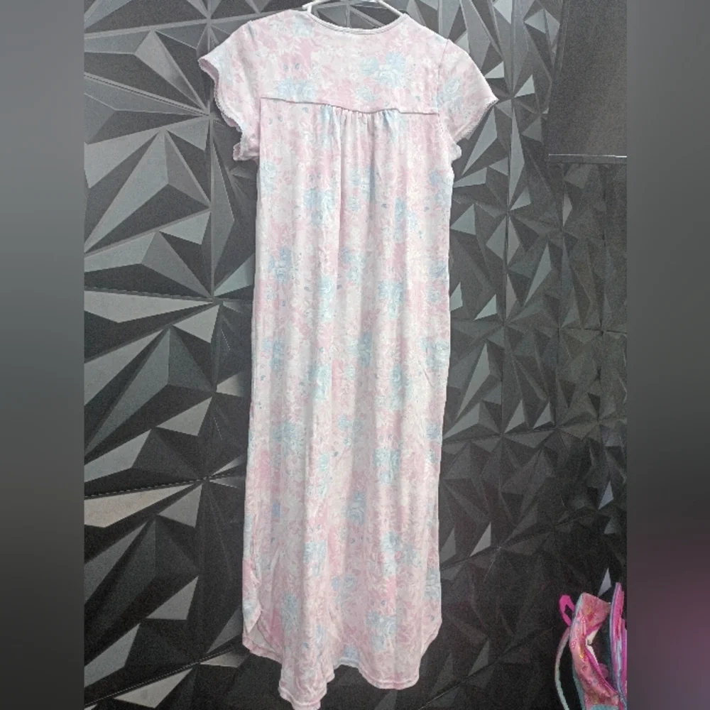 Miss Elaine Pastel Pink & Blue Floral Short-Sleeve Nightgown